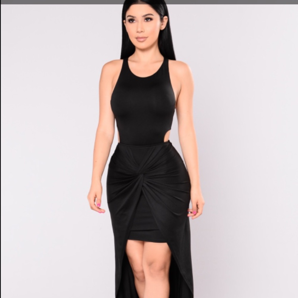 Black high-low dress